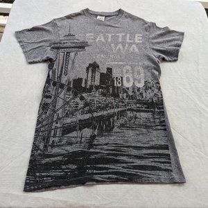 Unisex seattle space needle tshirt size small Graphic Washington Gray Black